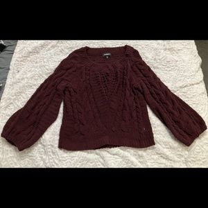 EXPRESS - CABLE KNIT CHENILLE BOAT NECK BALLOON SLEEVE SWEATER